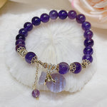 Lucky Bag Round Ring Charm Natural Amethyst Beaded BraceletBraceletlucky bag