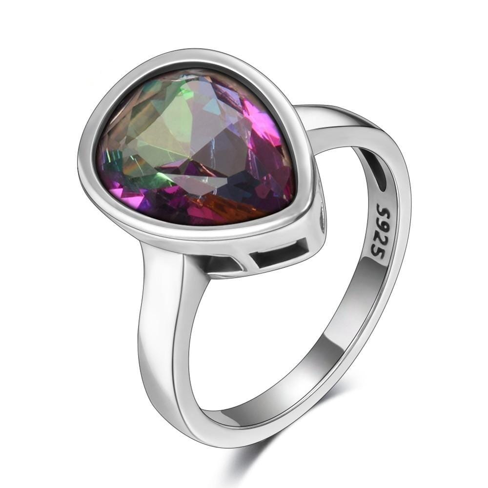 Water Drop Rainbow Mystic Topaz Ring - 925 Sterling SilverRing6