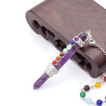 Natural Crystal Chakra Pendulum WandPendantAmethyst