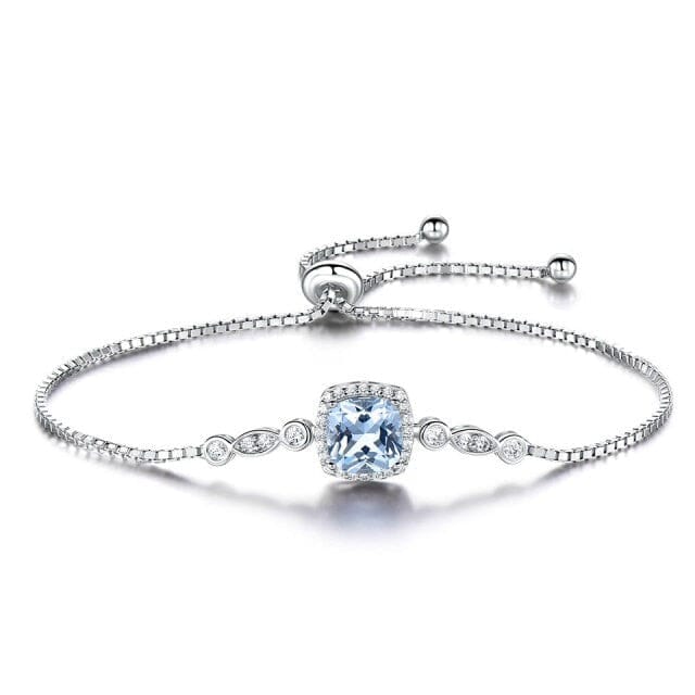 Classy Geometric Aquamarine Bracelet - 925 Sterling SilverBracelet