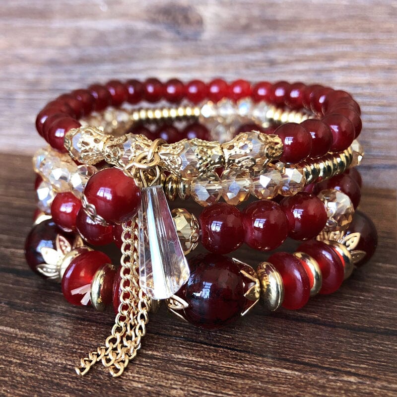 4-Pieces Set of Beaded Bohemian Style Crystal BraceletBracelet