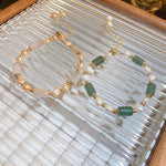 Pretty Freshwater Pearl and Jade Stone BraceletBracelet