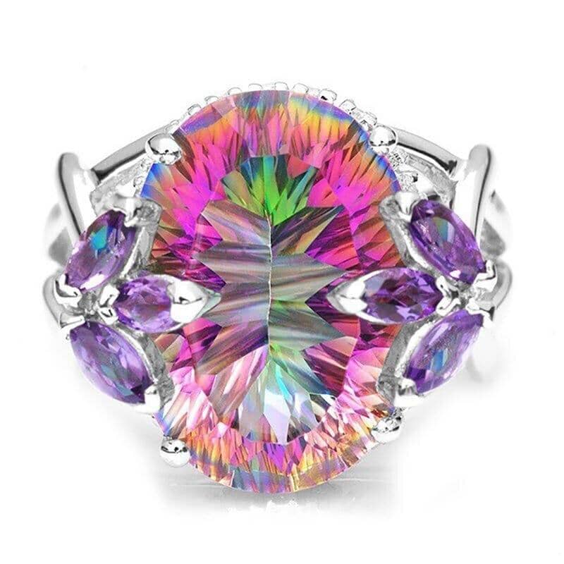 Brilliant Rainbow Fire Mystic Topaz Ring - 925 Sterling SilverRing