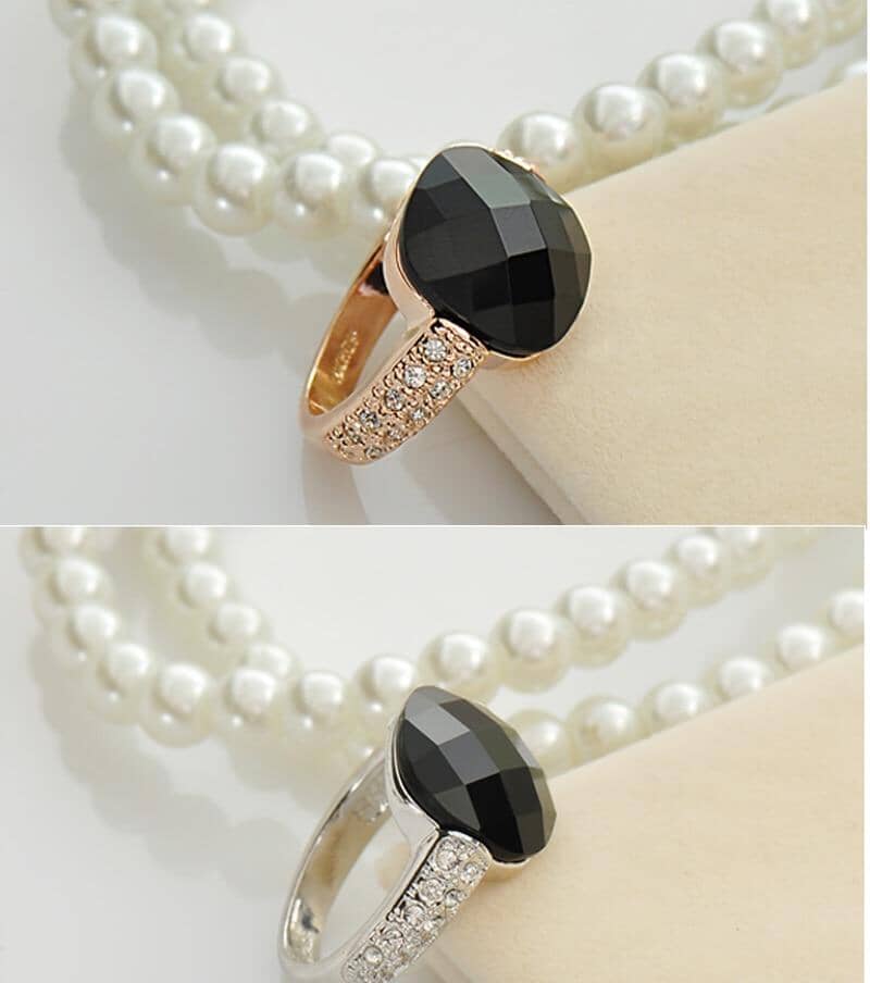 Black Onyx Rose Gold & Platinum Plated RingRing