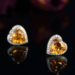Citrine Heart Diamond Stud EarringsEarrings