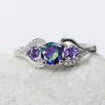 Heart-shaped Amethyst and Colorful Topaz Ring - 925 Sterling SilverRing