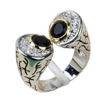Fashion Retro Black Onyx Punk Ring - 925 Sterling SilverRing