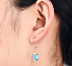 White and Blue Fire Opal Silver Dangle Earrings 1 1/4" - Hot Sell FashionEarrings