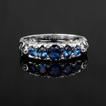 Amazing Ethnic Created Sapphire Stone Ring - 925 Sterling SilverRing