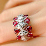 Trendy Lady Red Crystal Ruby Resizeable RingRing