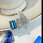 Luxury Floral Dark Blue Sapphire Adjustable RingRing