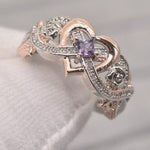 Heart Infinity Love Amethyst Ring - 925 Sterling SilverRing6