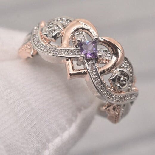 Heart Infinity Love Amethyst Ring - 925 Sterling SilverRing6