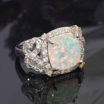 Crab Inspired White Fire Opal Gold Wedding RingRing