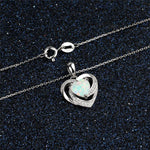 Heart White Fire Opal Silver NecklaceNecklace