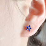 Exquisite Luxury Sapphire CZ Five-pointed Stud Earrings - 925 Sterling SilverEarrings