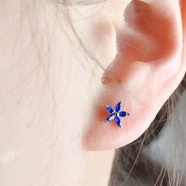 Exquisite Luxury Sapphire CZ Five-pointed Stud Earrings - 925 Sterling SilverEarrings