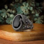 Snake Black Onyx Adjustable RingRing