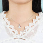 Heart White Fire Opal Silver NecklaceNecklace