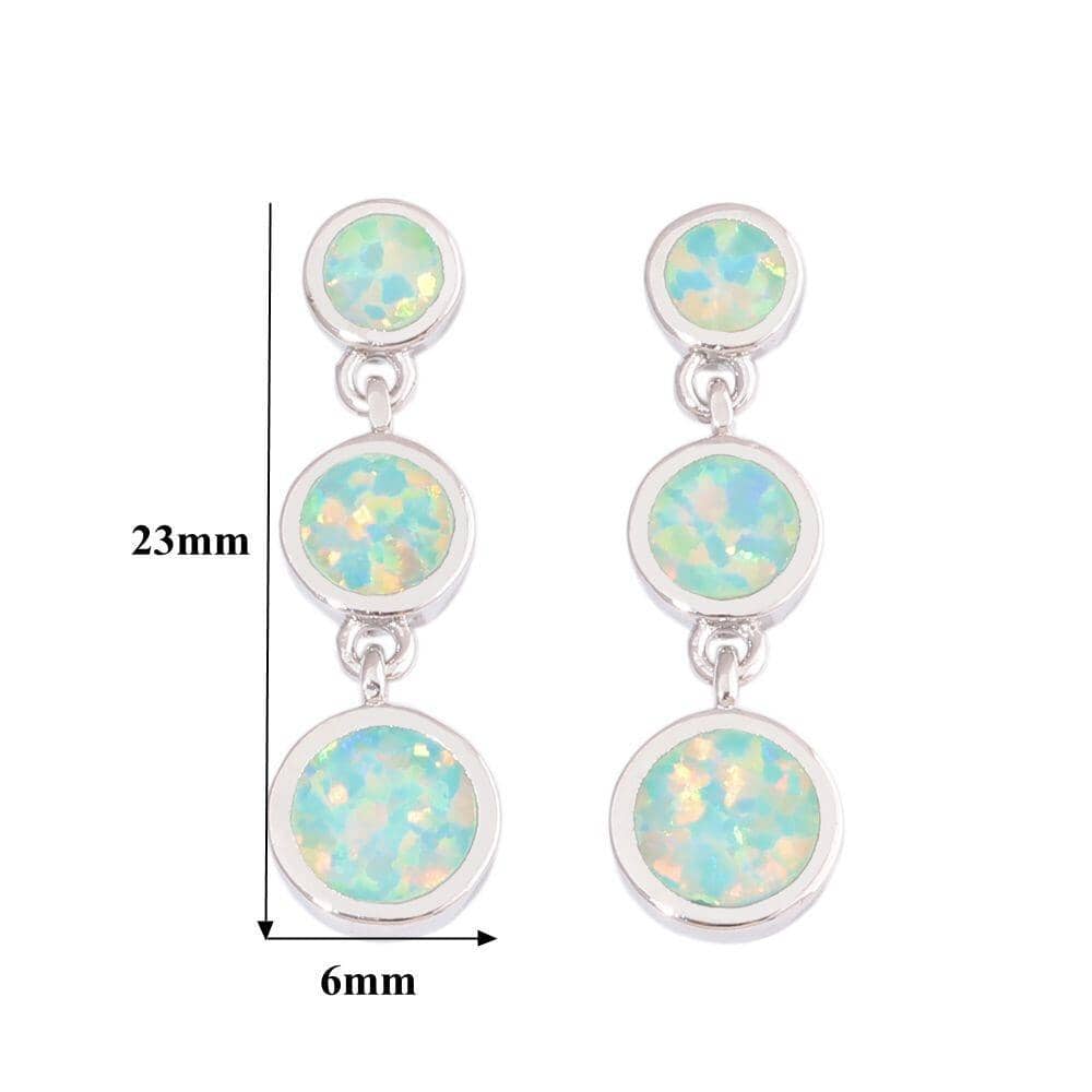 BOHO Green Fire Opal Round Stone Long Drop EarringsEarrings
