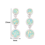 BOHO Green Fire Opal Round Stone Long Drop EarringsEarrings