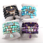 Charms 5pc Bracelet Set Fashion Designer Amethyst StoneBracelet