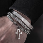 3pcs Set Stainless Steel WWJD BraceletBraceletSilver Set