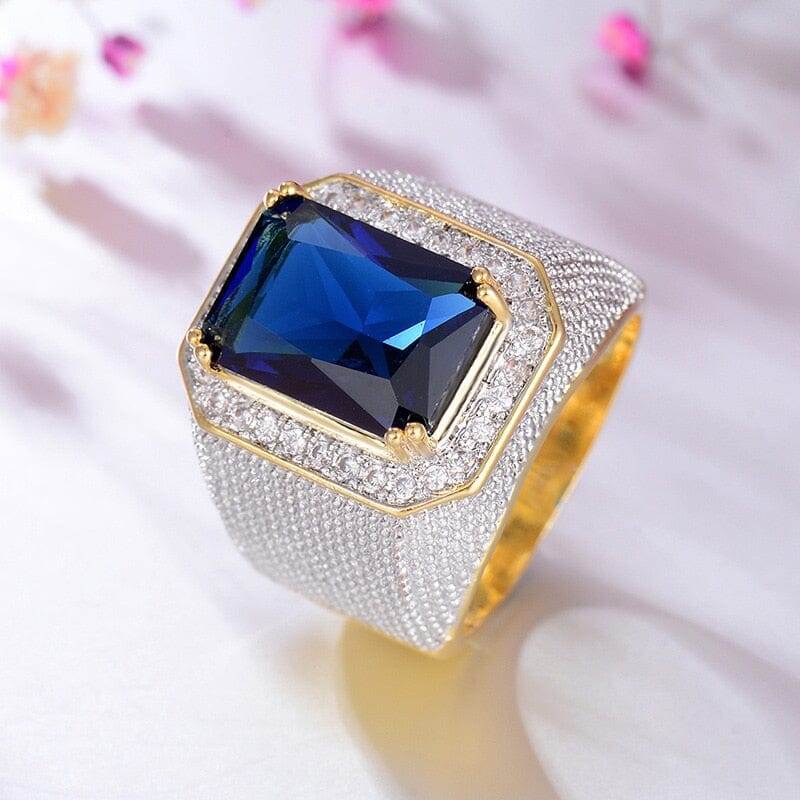 Cool Punk Night Clubs Sapphire Gem Gold Unisex RingRing7