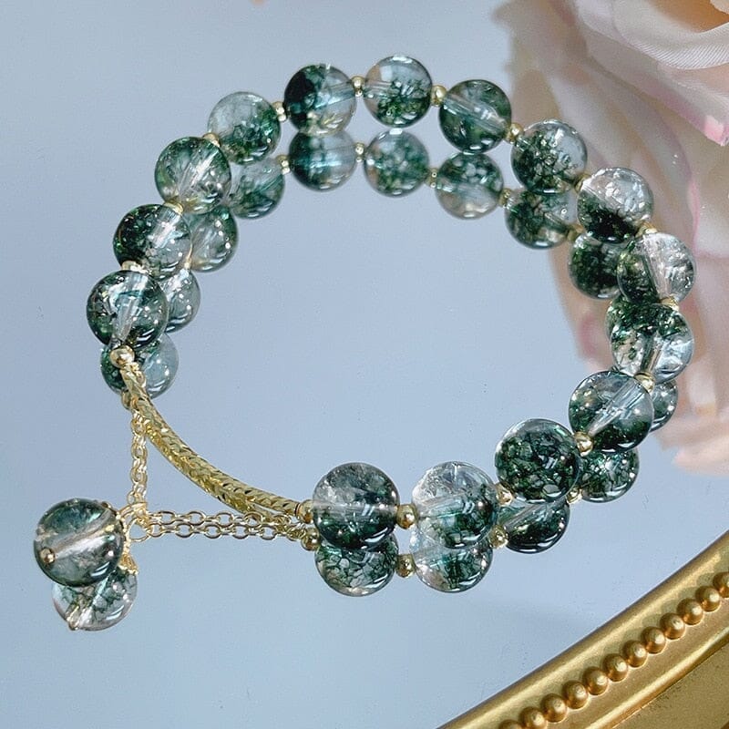 Green Ghost Chorite Crystals Beaded Strand BraceletBracelet
