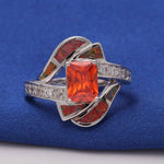 Orange Fire Opal Diamonds RingRing