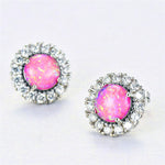 Green Fire Opal Cubic Zirconia Silver EarringsEarrings