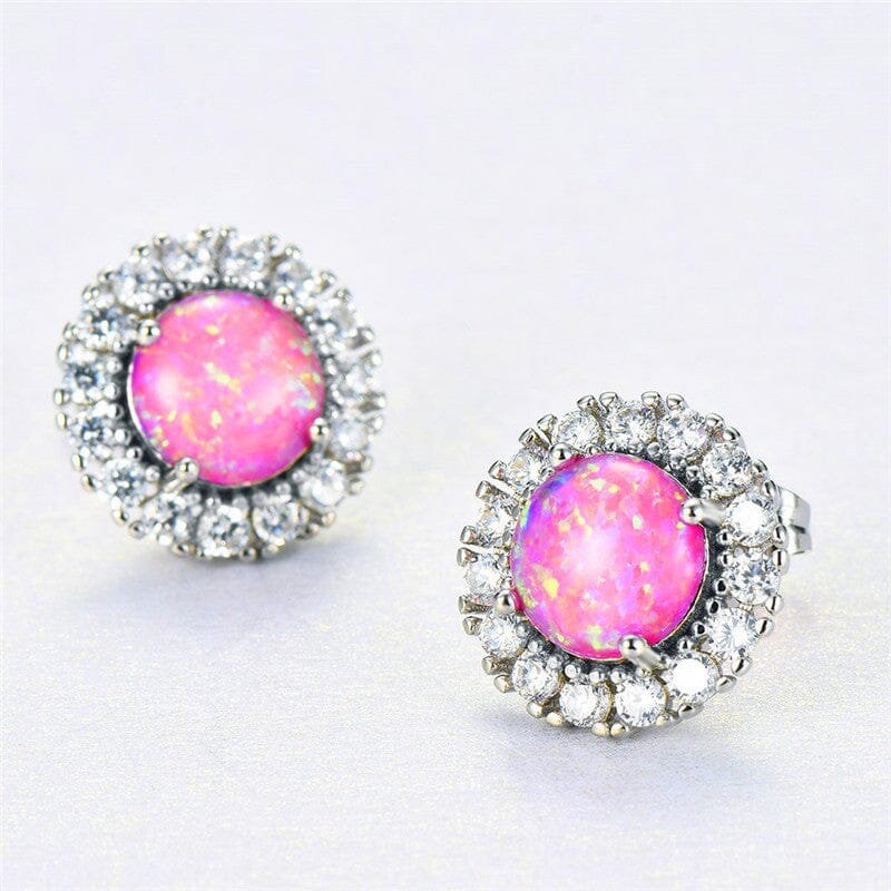 Green Fire Opal Cubic Zirconia Silver EarringsEarrings