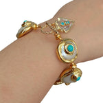 White Quartz Arrowhead Charm Freshwater Cultured Blue Crystal BraceletBracelet