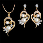 18K Gold Plated Full Crystal Pearl Jewelry SetJewelry Set