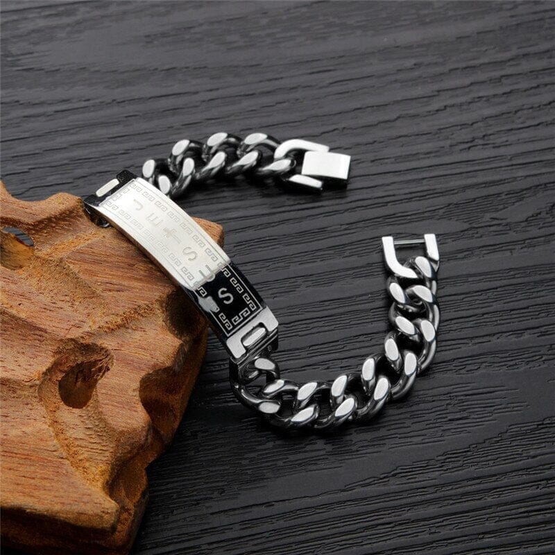 Cross WWJD Stainless Steel Wristband BraceletsBracelet