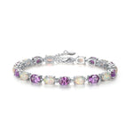 White Fire Opal and Amethyst Adjustable Chain BraceletBracelet