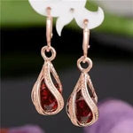 Diamond Pierced Dangle EarringsEarringsRed