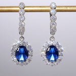 Classic Elegant Sapphire Drop Earrings - 925 Sterling SilverEarrings