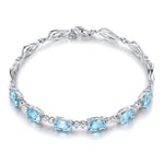 Geometric Aquamarine Charm Bracelet - 925 Sterling SilverBracelet