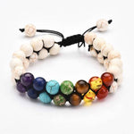 7 Chakra Beads Lava Rock Charm BraceletBraceletWhite Lava Stone