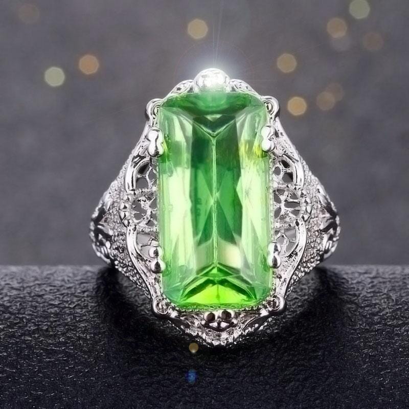 Rectangular Green Morganite RingRing