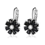 Cubic Zirconia Flower EarringsEarringsBlack