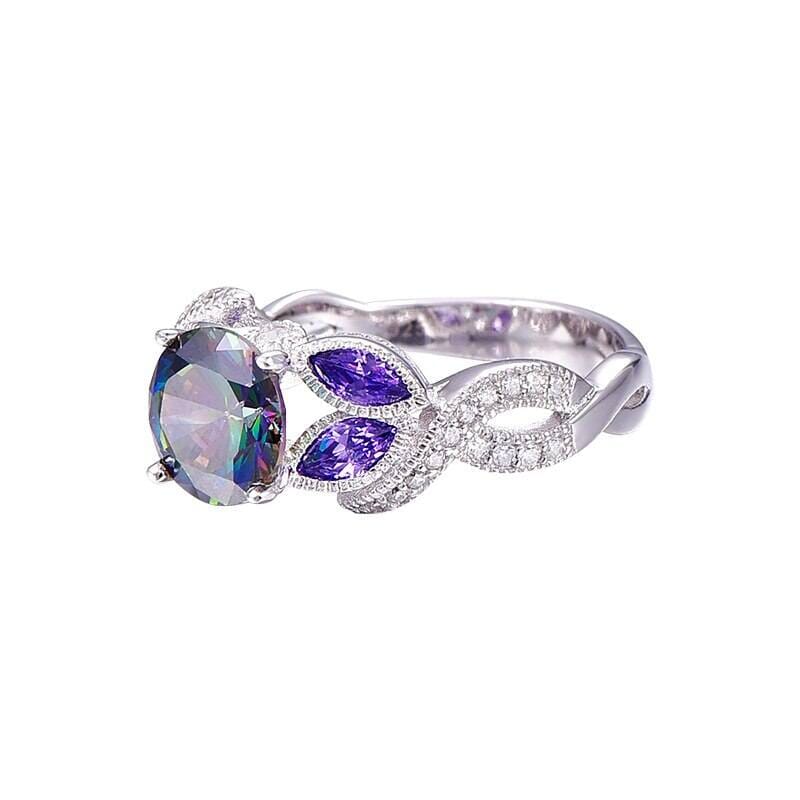 Fashion Unique Design 8*8mm Round Shaped Topaz Ring - 925 Sterling SilverRing