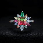 4.6ct Nano Simulated Watermelon Tourmaline - 925 Sterling SilverRing