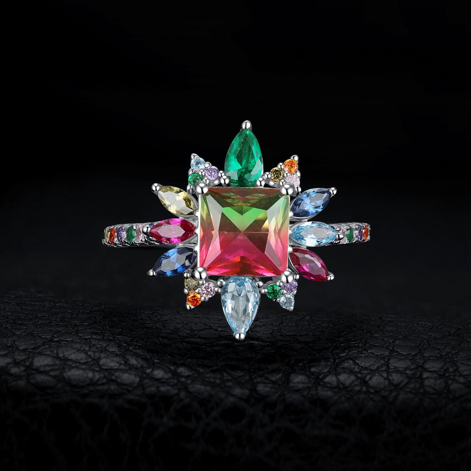 4.6ct Nano Simulated Watermelon Tourmaline - 925 Sterling SilverRing