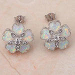 Flower White Fire Opal Stud EarringsEarrings