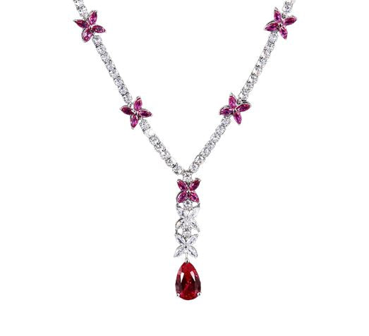 9*14MM Ruby Gemstone Pendant Necklace 925 Sterling SilverNecklace