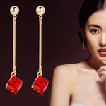 Lovely Fashion Square Color Crystal Dangle EarringsEarrings