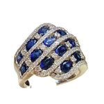 Blue and Pink Sapphire Conch Shape Silver RingRing