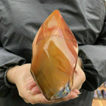 Natural Carnelian Jasper Flame Quartz Crystal Point WandWand